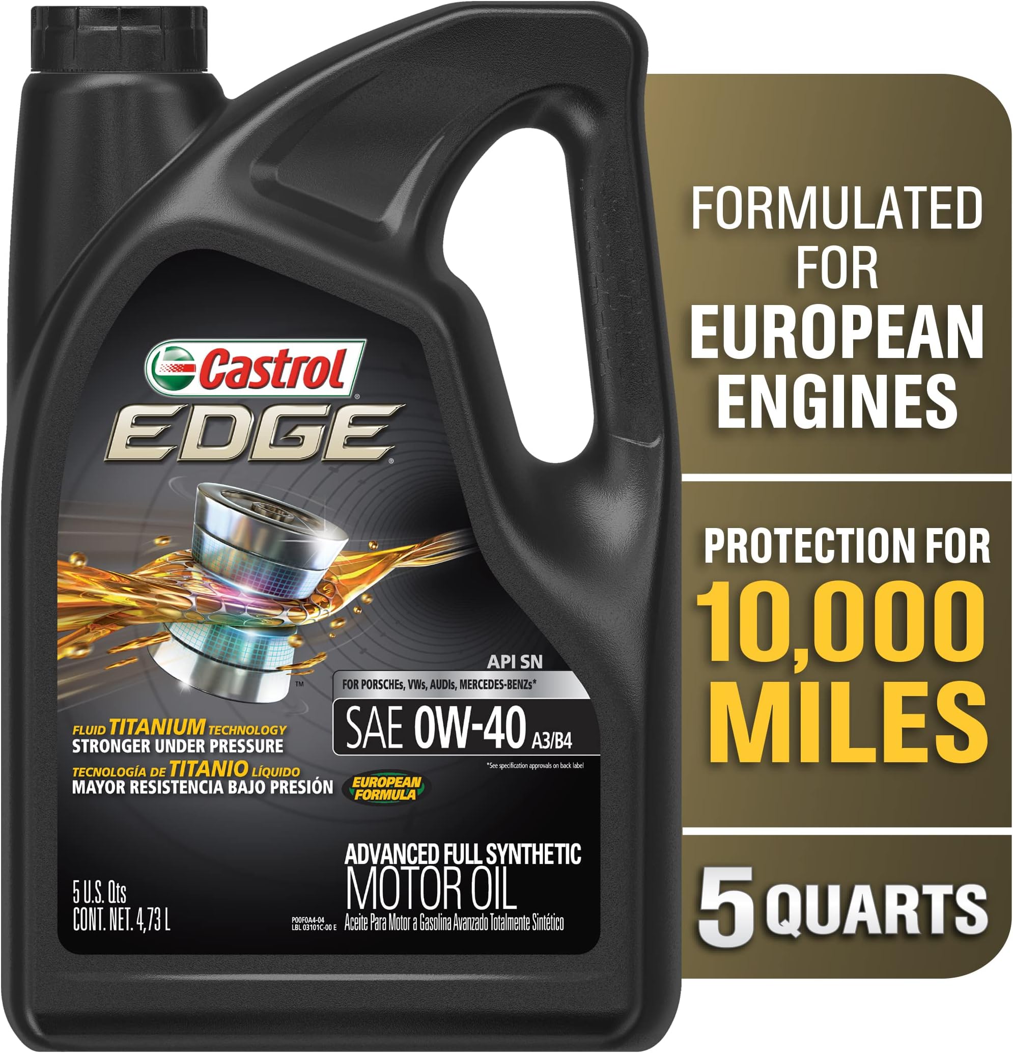 Castrol EDGE 5W-40 A3/B4　5L Castrol EDGE Euro 5W-40 A3/B4 Advanced Full Synthetic Motor